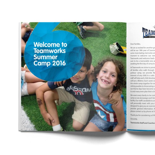 Camp design with the title 'Brochure for Summer Camp Facility'