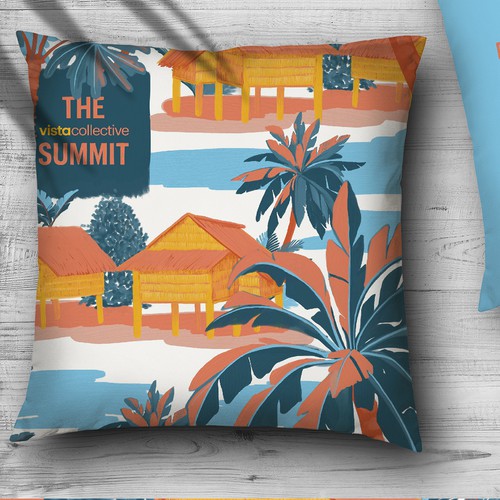 Pattern illustration with the title 'tropical pillow design'