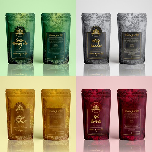 Superfood packaging with the title 'Packaging design for tea powders'