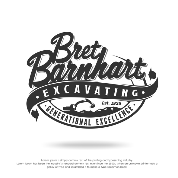 Excavator logo with the title 'Bret Barnhart Excavating'