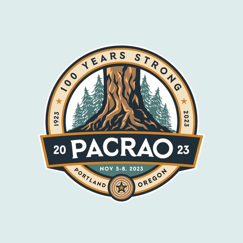 Tree root logo with the title 'Logo Concept for 100th year Celebration of our regional association of college/university Higher ed Admin'