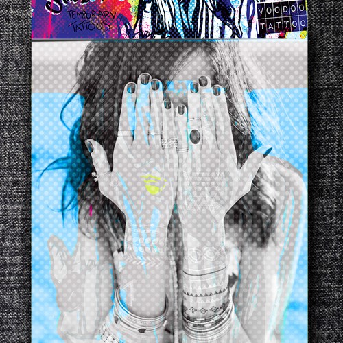 Contemporary label with the title 'Pop Art Tattoo Packaging'