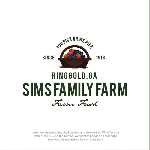 Black berry logo with the title 'a logo for 100 years old sims family farm'