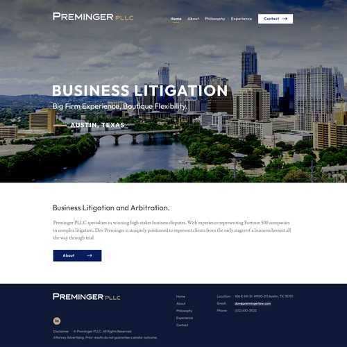 Big image website with the title 'Complete Website Design for Preminger PLLC.'