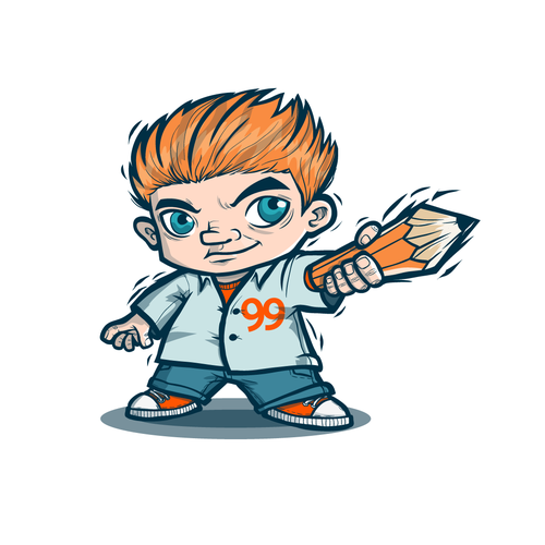 Sticker illustration with the title 'We all love stickers. New fun stickers for 99designs'