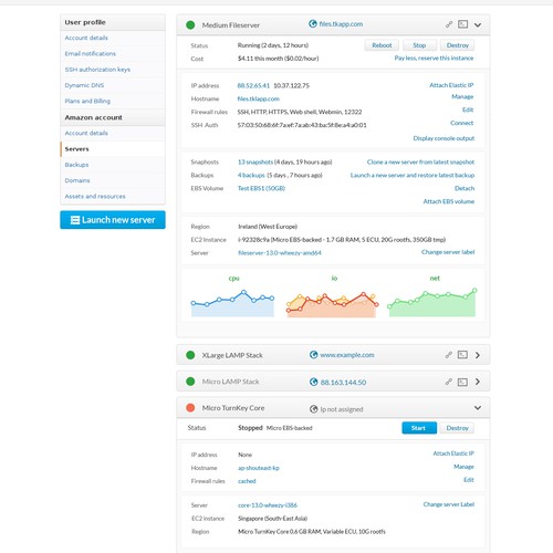 Dashboard website with the title 'Redesign an existing server dashboard for a smaller width'