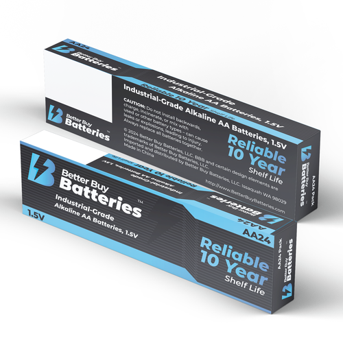 Blue packaging with the title 'Product packaging 24 Pack'