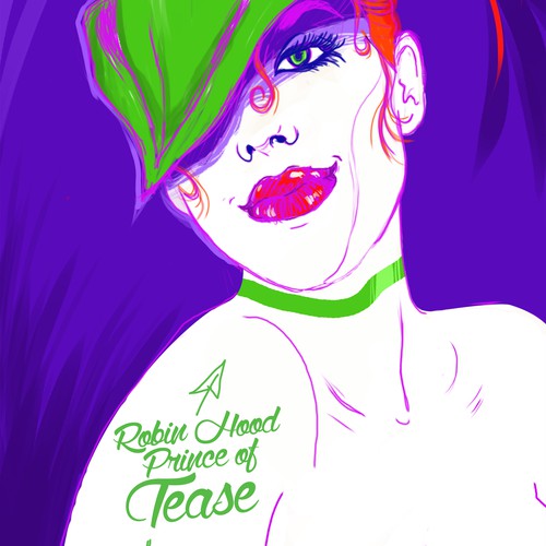 Theater design with the title 'Robin Hood Prince of Thieves burlesque play'