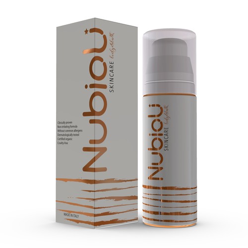 Tube packaging with the title 'Nubioli Skincare packaging design'