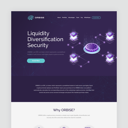 Purple website with the title 'Orbise Homepage Design'