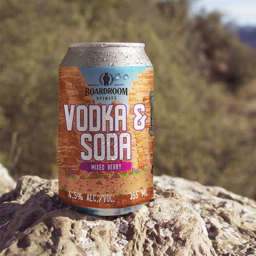 Packaging label with the title 'Vodka & Soda'