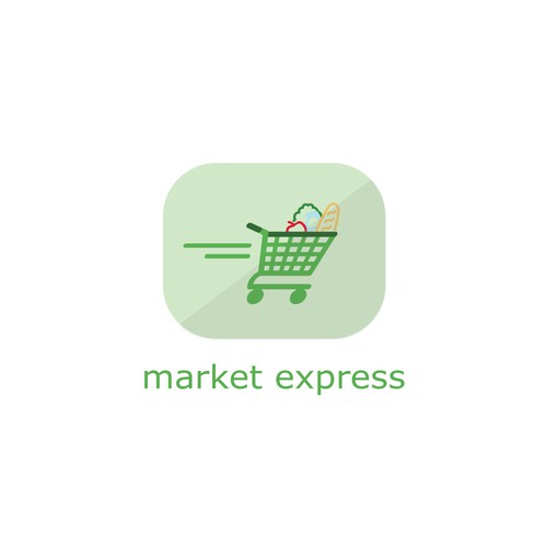 Shopping cart logo with the title 'Greenish logo for market express'