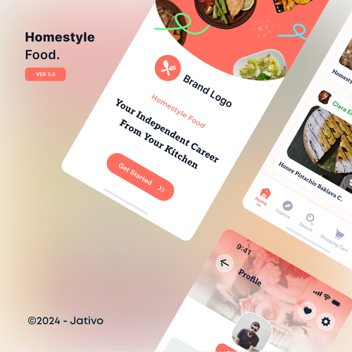 Marketplace design with the title 'Homemade Food Marketplace App'