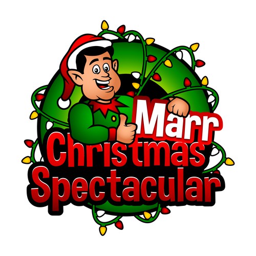 Christmas logo with the title 'Cartoon Elf Logo to be Used for Christmas Lights Contest'
