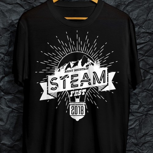 IPad design with the title 'Rocky Mountain Steam Fest 2018 T-shirt'