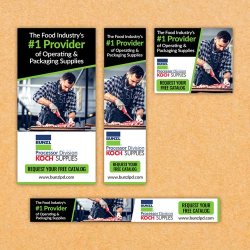 Butcher design with the title 'Bunzl Processor Division Banner Set'