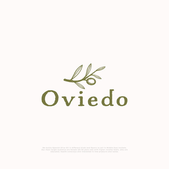 Branch design with the title 'Hand-drawn logo for Oviedo olive oil company'
