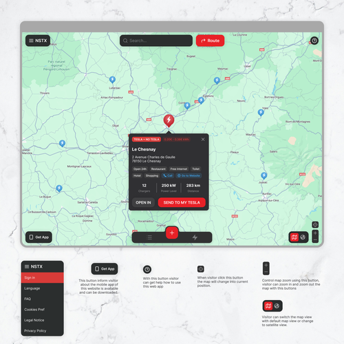 Tesla design with the title 'Web App for EV Charger Provider'