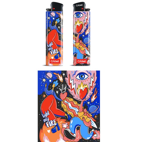 Modern artwork with the title 'Illustration for Cricket lighters '