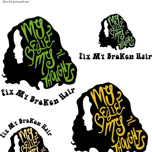 African American logo with the title 'Fix My Broken Hair Hair Product Logo'