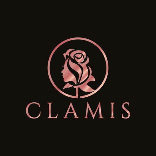 Rose gold logo with the title 'clamis'