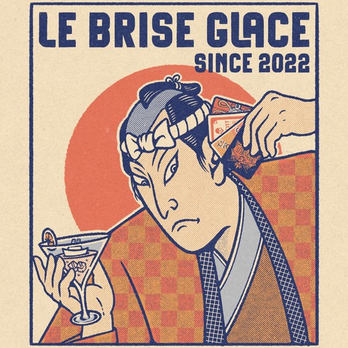 Japanese t-shirt with the title 'Tshirt design for Le Brise Glace, a board game bar.'