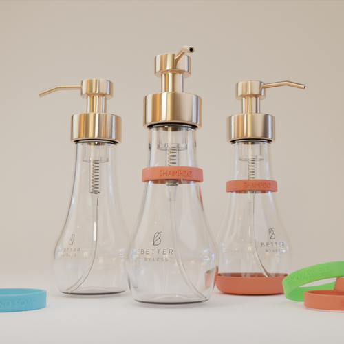 3D rendering design with the title 'Refillable bottle design and render'