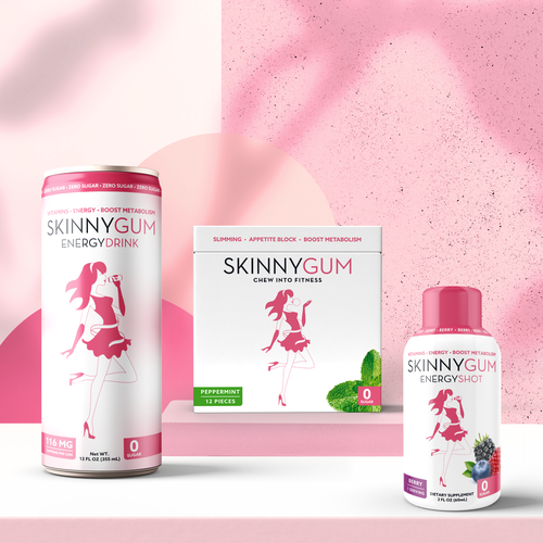 Energy drink design with the title 'Skinny Gum'