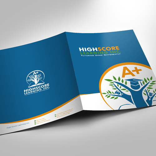 Folder design with the title 'Design a presentation package to impress High Score's new clients'