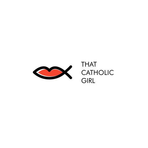 Lips design with the title 'Logo for That Catholic Girl vlog'