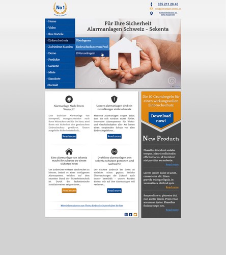 Corporate website with the title 'Redesign of existing website www.alarmanlagen-schweiz.ch'