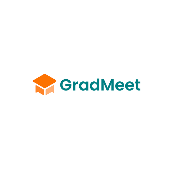 Cute messages logo with the title 'gradmeet'