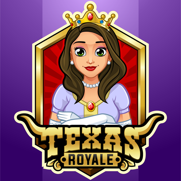 Cartoon lash logo with the title 'Texas Royale page logo'