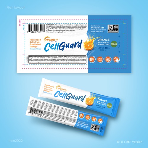 Packet packaging with the title 'Stick pack design for health power drink'