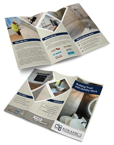 Floor design with the title 'Brochure Design for KERAMICS'