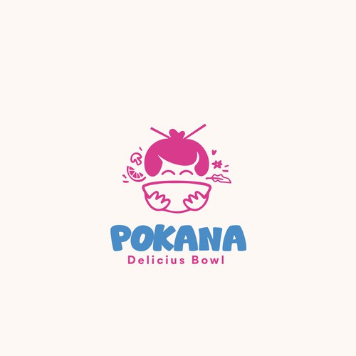 Poke logo with the title 'Logo audace e divertente per un poke restaurant'