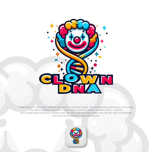 Card game design with the title 'Clown DNA Logo'