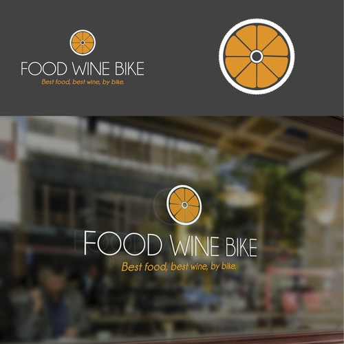 Bike logo with the title 'Food Wine Bike concept'