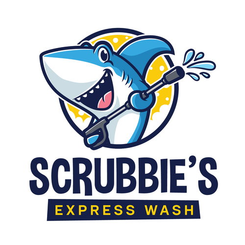 Shark design with the title 'Scrubbies Express @ash logo'