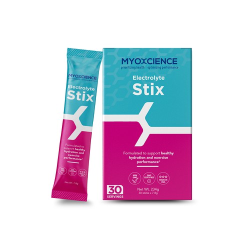 Performance design with the title 'Myoxcience - Electrolyte Stix'