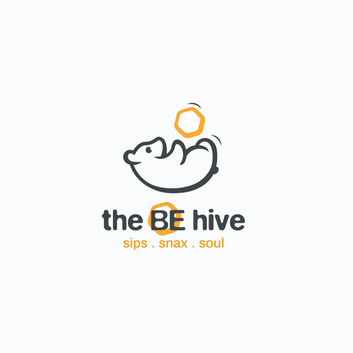 Beehive logo with the title 'Fun & playful logo for Cafe "the BE hive"'