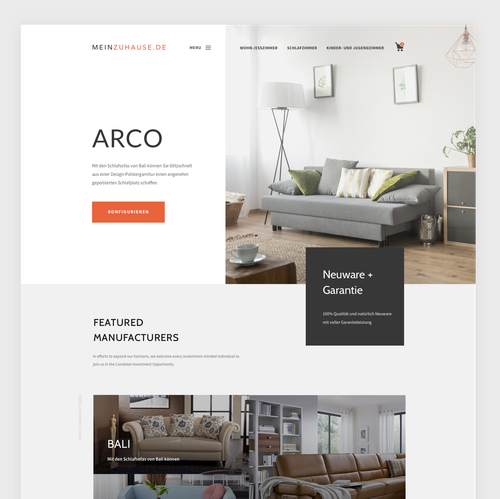 Sketch website with the title 'Furniture Storefront'