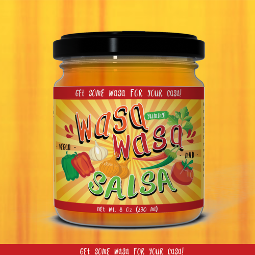 Loud design with the title 'Eye Popping Salsa Label'