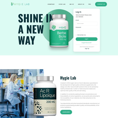 Pharmaceutical website with the title 'Hygi'