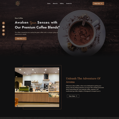 Hotel website with the title 'Website design for coffee brand'