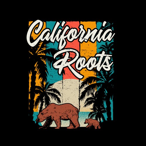 Beach design with the title 'Beach Bear-California Roots'