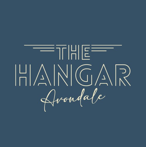 Line art logo with the title 'THE HANGAR Avondale'