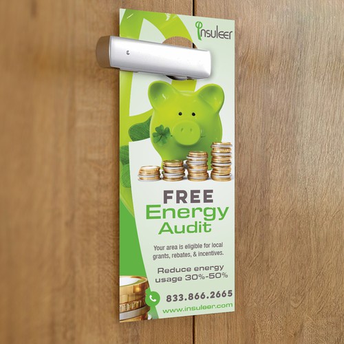 Door hanger design with the title 'Super Engaging Door Hanger for an Energy Company, INSULeer'