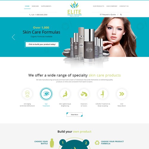 Beauty product website with the title 'Beauty Product company website home page design.'