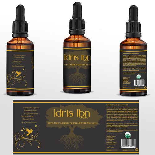 Expensive design with the title 'Product label Organic Argan oil'